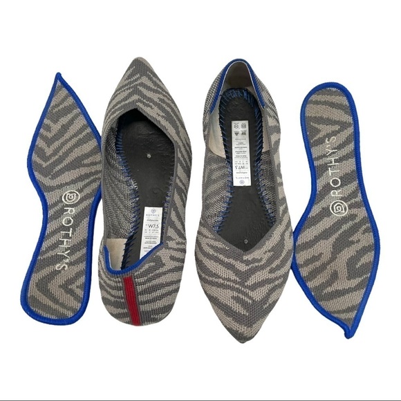Rothy’s Gray Zebra The Point RARE Retired Flats Women’s 7.5 - Picture 11 of 16